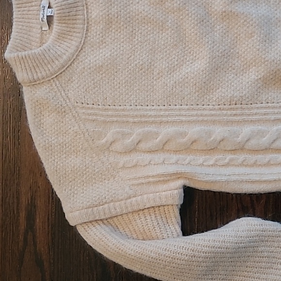 Madewell Havener Crewneck Cable Knit Oversized Boxy  Sweater Cream Wool Alpaca S - Picture 4 of 15